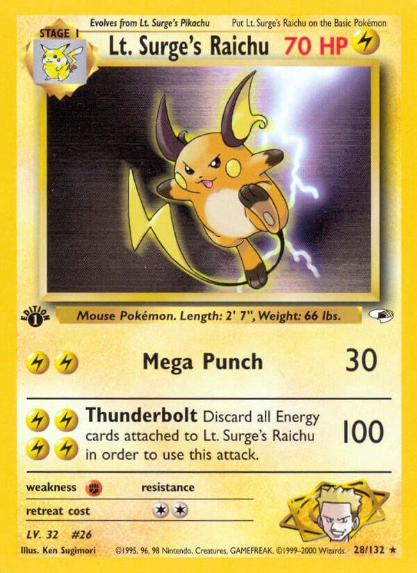 Image for Lt. Surge's Raichu (028/132) (Gym Heroes) - Pokemon