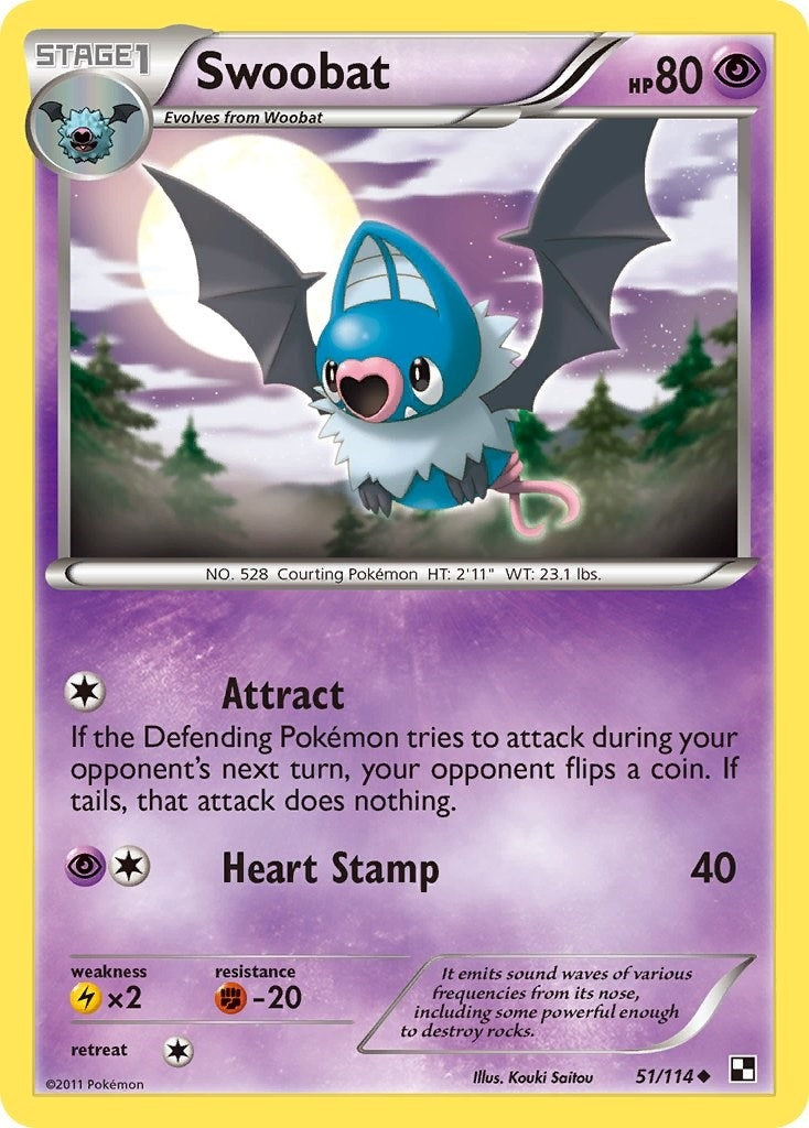 Image for Swoobat (51/114) (Black and White) - Pokemon
