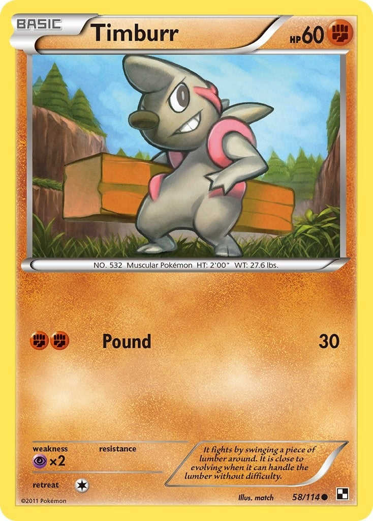 Image for Timburr (58) (58/114) (Black and White) - Pokemon