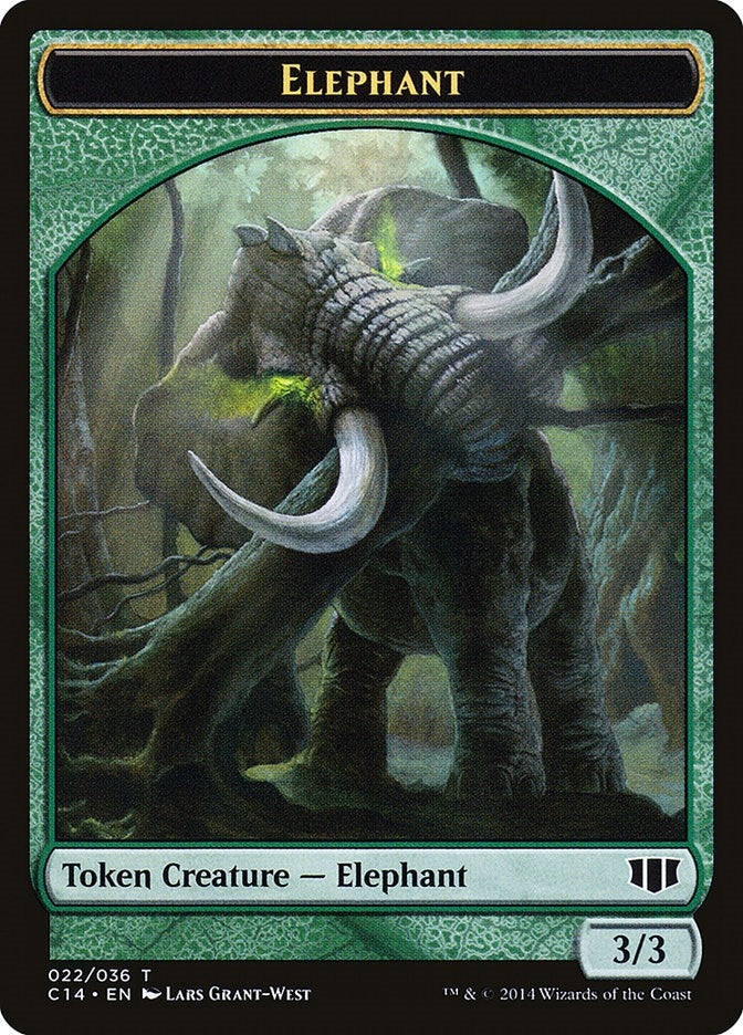 Elephant // Elf Warrior Double-sided Token (0) [C14] - MTG Single